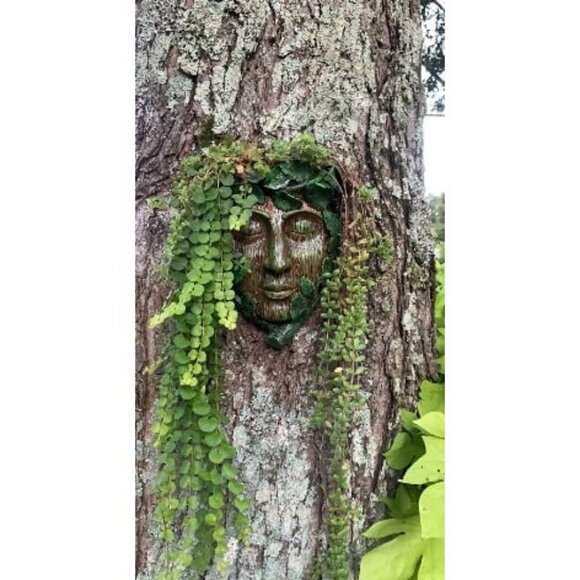 Young Man Tree Face Decor Sculpture Flower Planter Pot Waterproof Resin - Picture 2 of 3